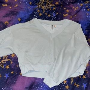 cropped v-neck sweatshirt